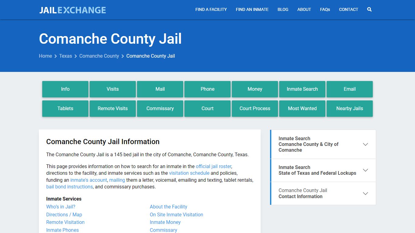 Comanche County Jail, TX Inmate Search, Information