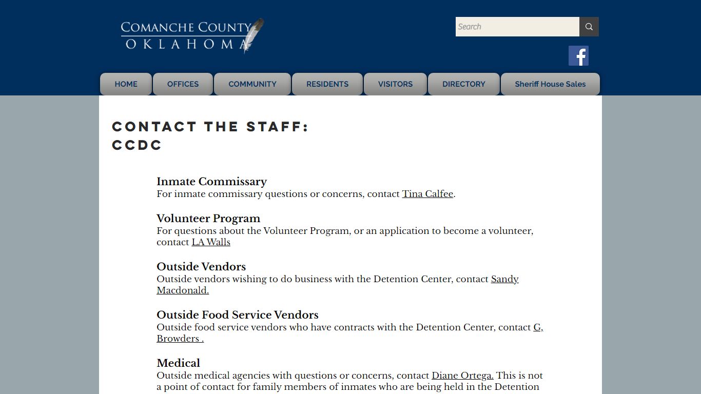 Contact the Staff CCDC | Comanche County